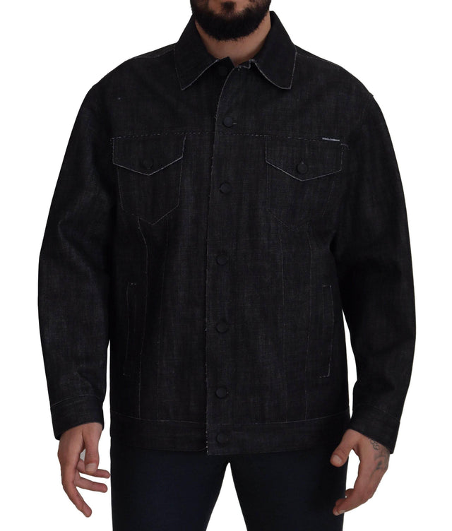 Dolce & Gabbana Black Cotton Full Button Denim Jacket - Hilstor