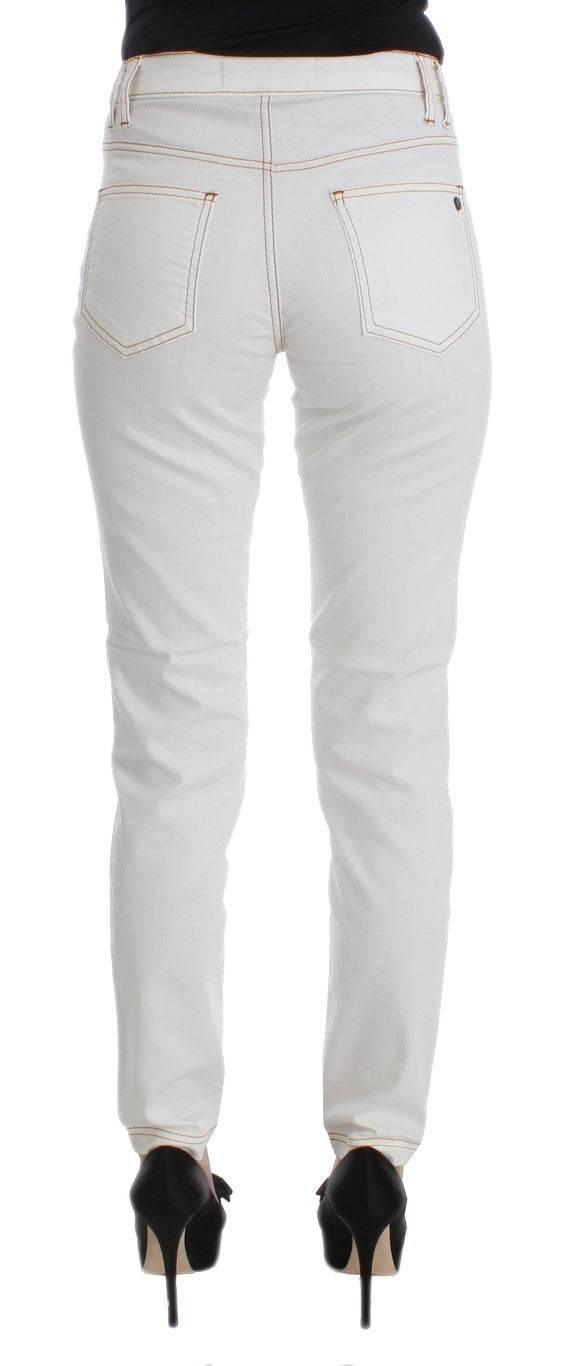 Cavalli White Cotton Blend Slim Fit Jeans - Hilstor