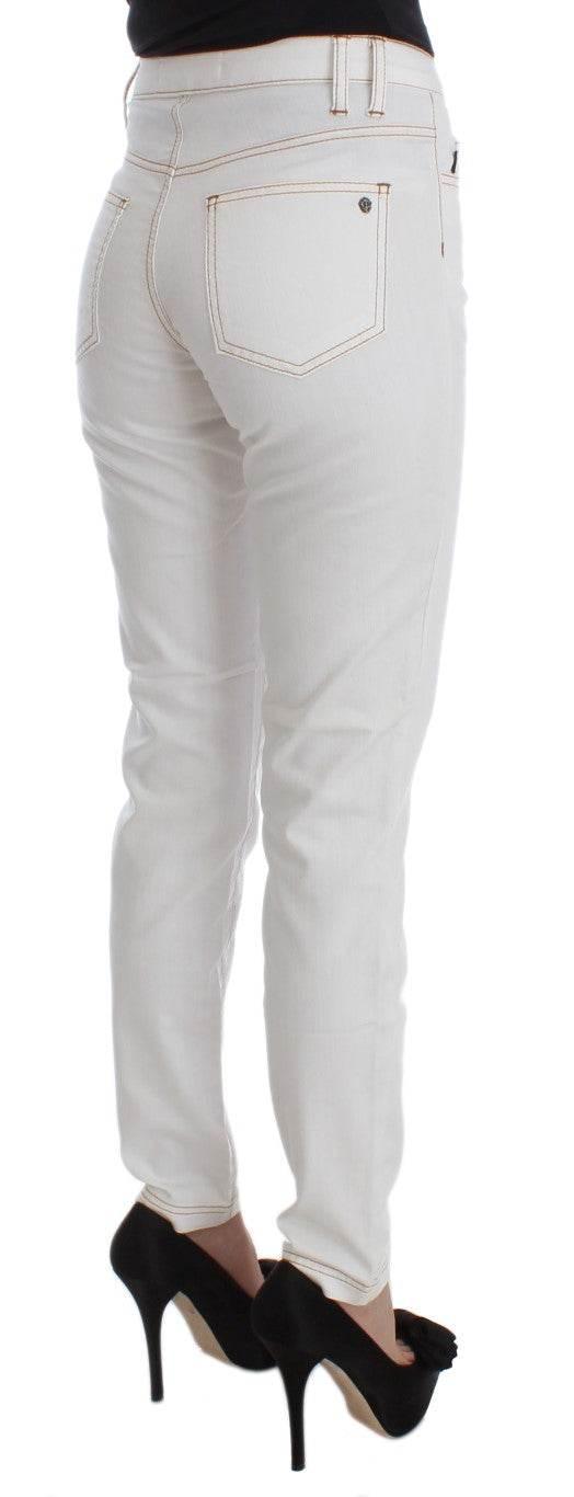 Cavalli White Cotton Blend Slim Fit Jeans - Hilstor