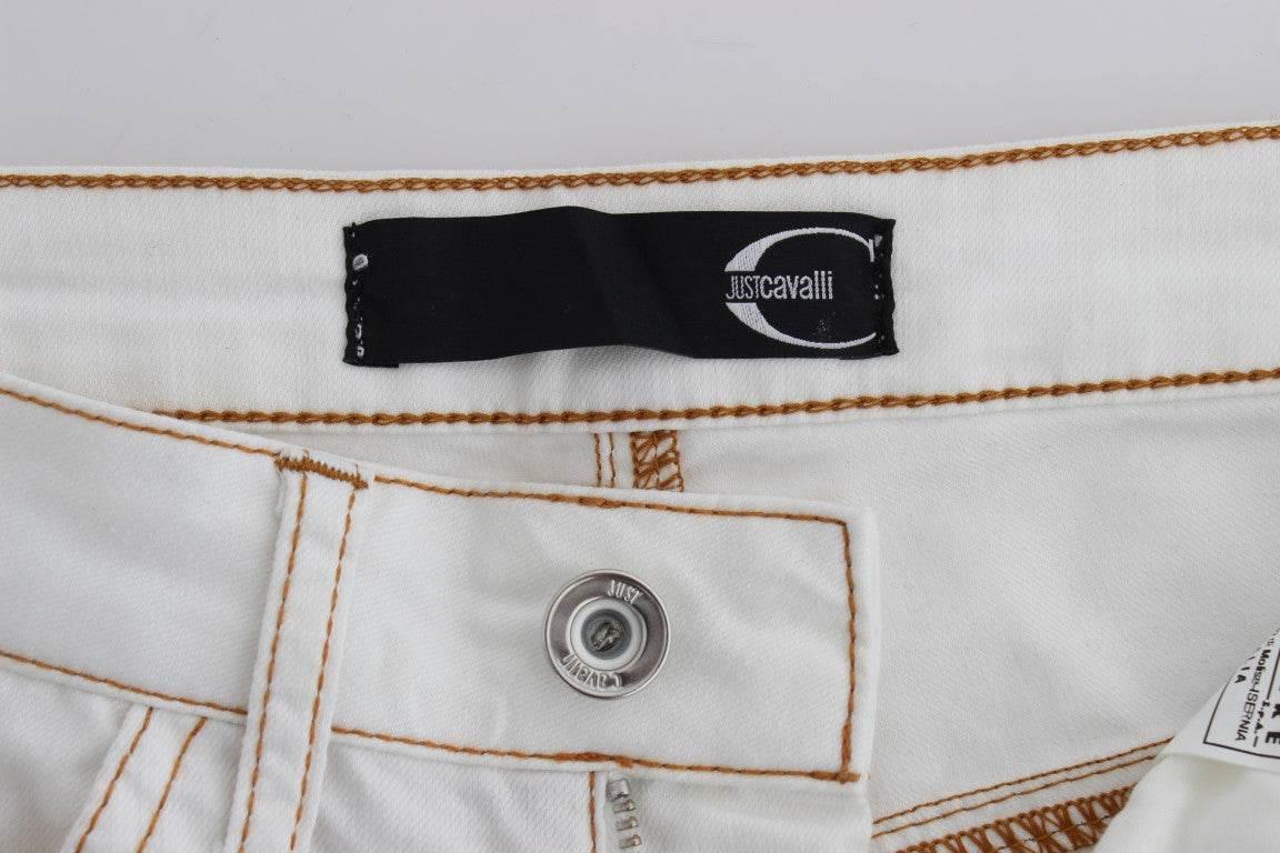 Cavalli White Cotton Blend Slim Fit Jeans - Hilstor