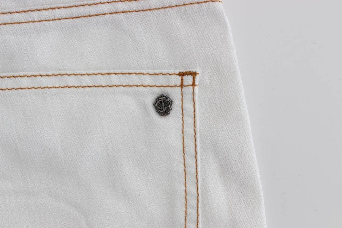 Cavalli White Cotton Blend Slim Fit Jeans - Hilstor