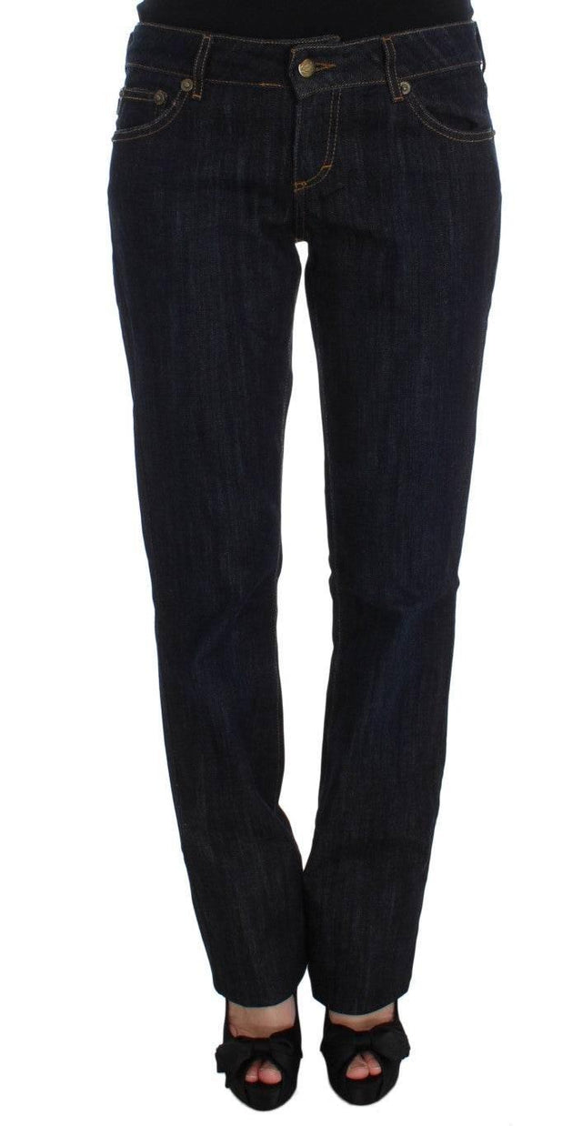 Cavalli Blue Cotton Straight Fit Stretch Jeans - Hilstor