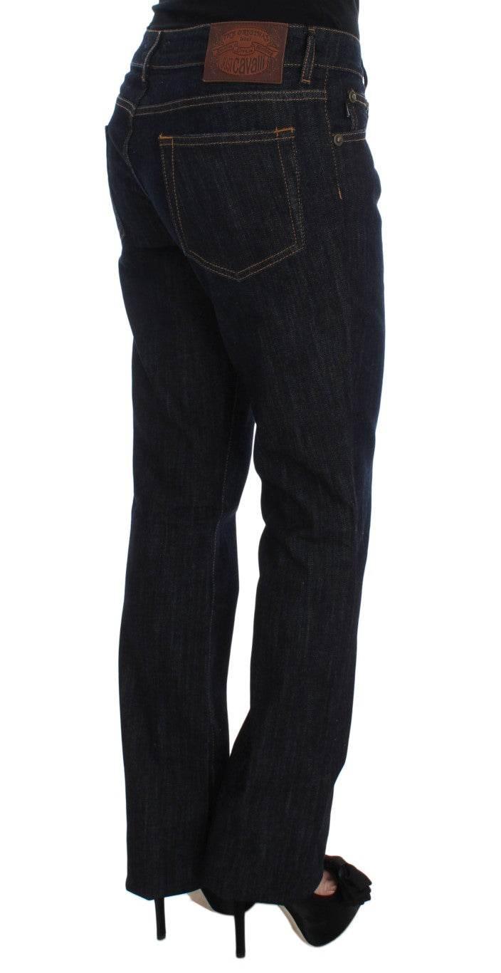 Cavalli Blue Cotton Straight Fit Stretch Jeans - Hilstor