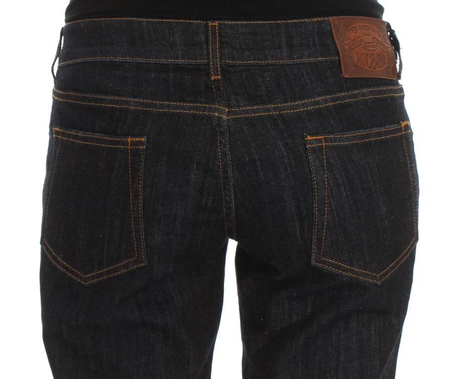 Cavalli Blue Cotton Straight Fit Stretch Jeans - Hilstor
