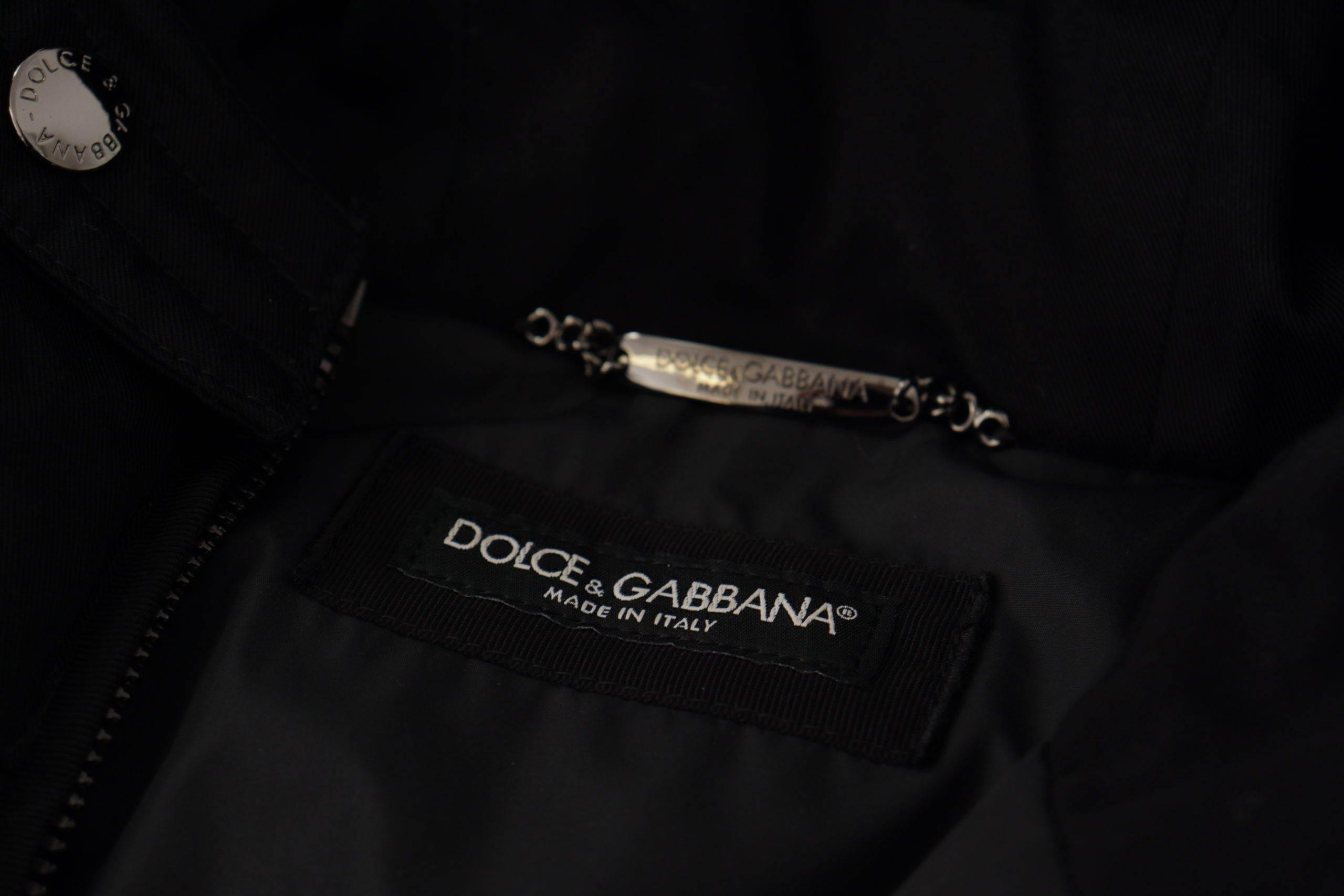 Dolce & Gabbana Black Nylon Hooded Parka Coat Winter Jacket - Hilstor