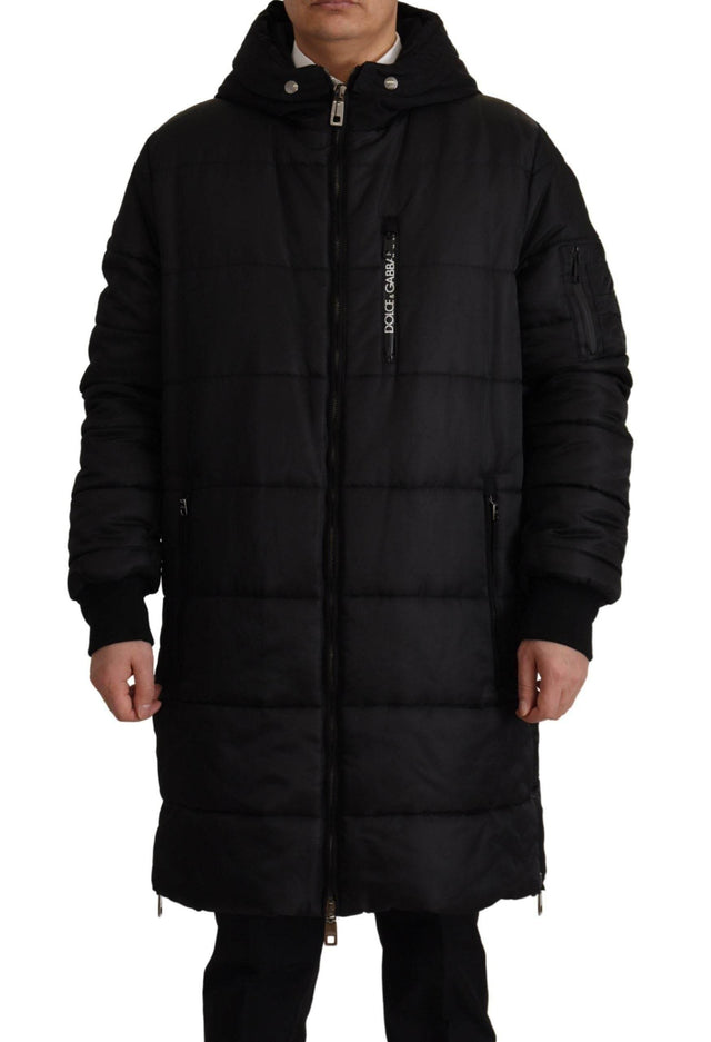 Dolce & Gabbana Black Nylon Hooded Parka Coat Winter Jacket - Hilstor