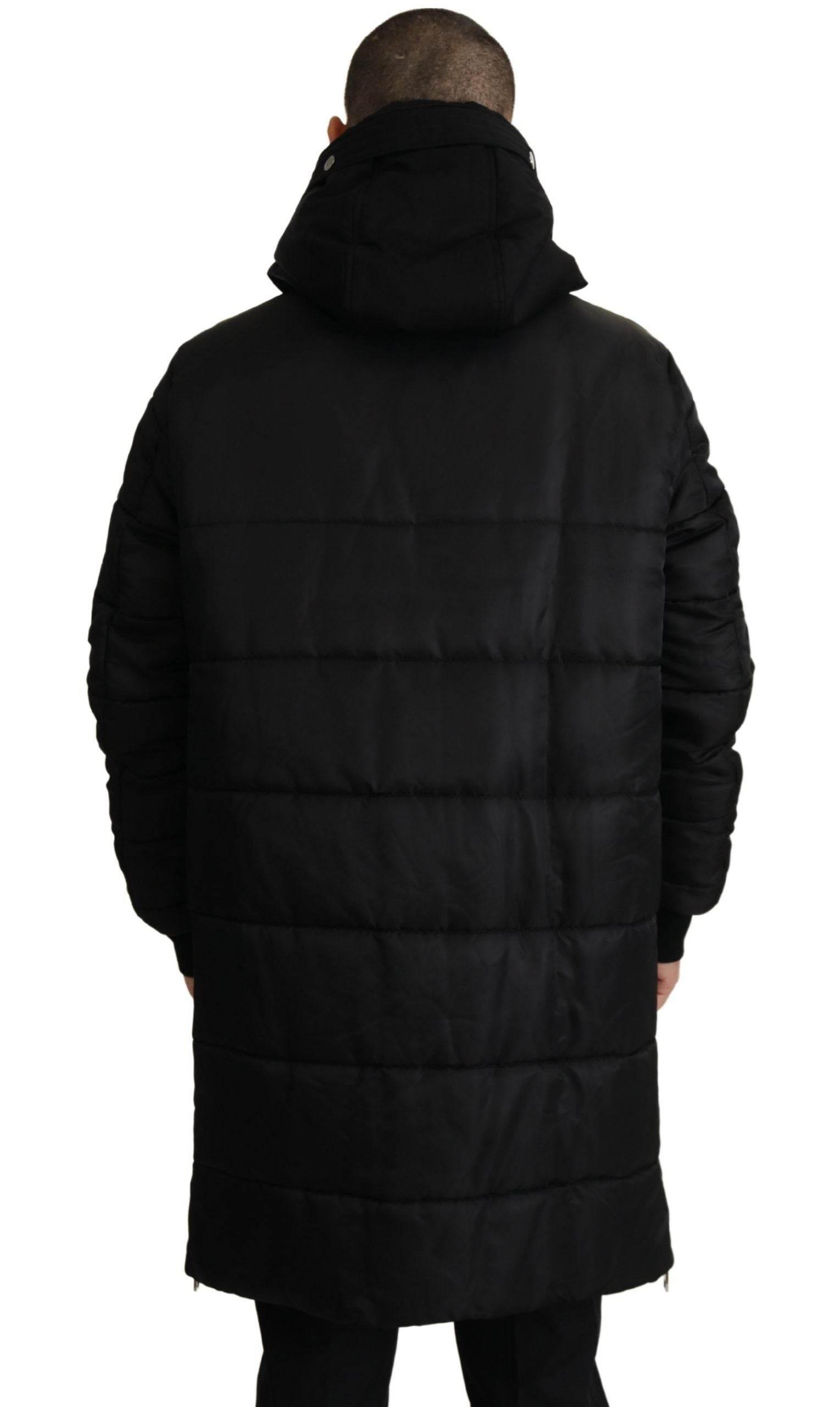 Dolce & Gabbana Black Nylon Hooded Parka Coat Winter Jacket - Hilstor