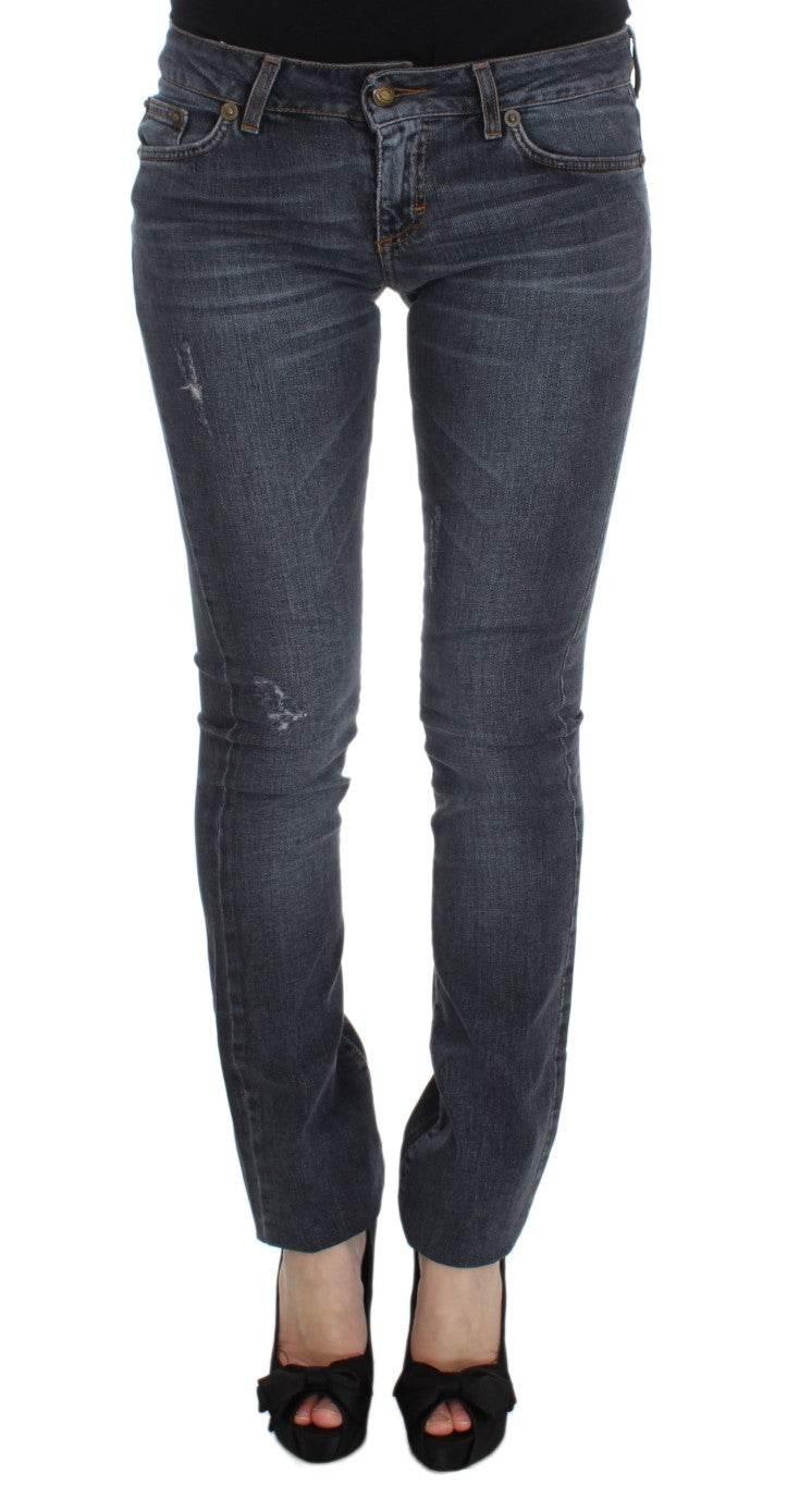 Cavalli Blue Wash Cotton Blend Slim Fit Jeans - Hilstor