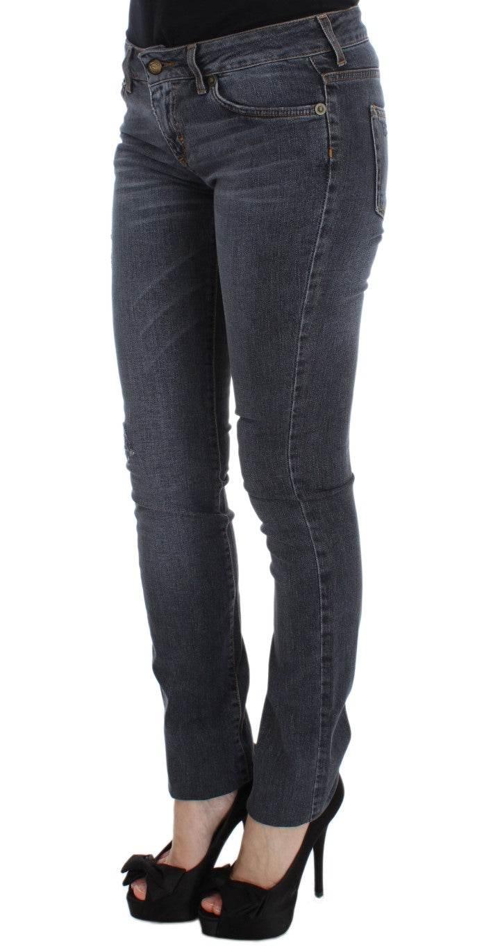 Cavalli Blue Wash Cotton Blend Slim Fit Jeans - Hilstor