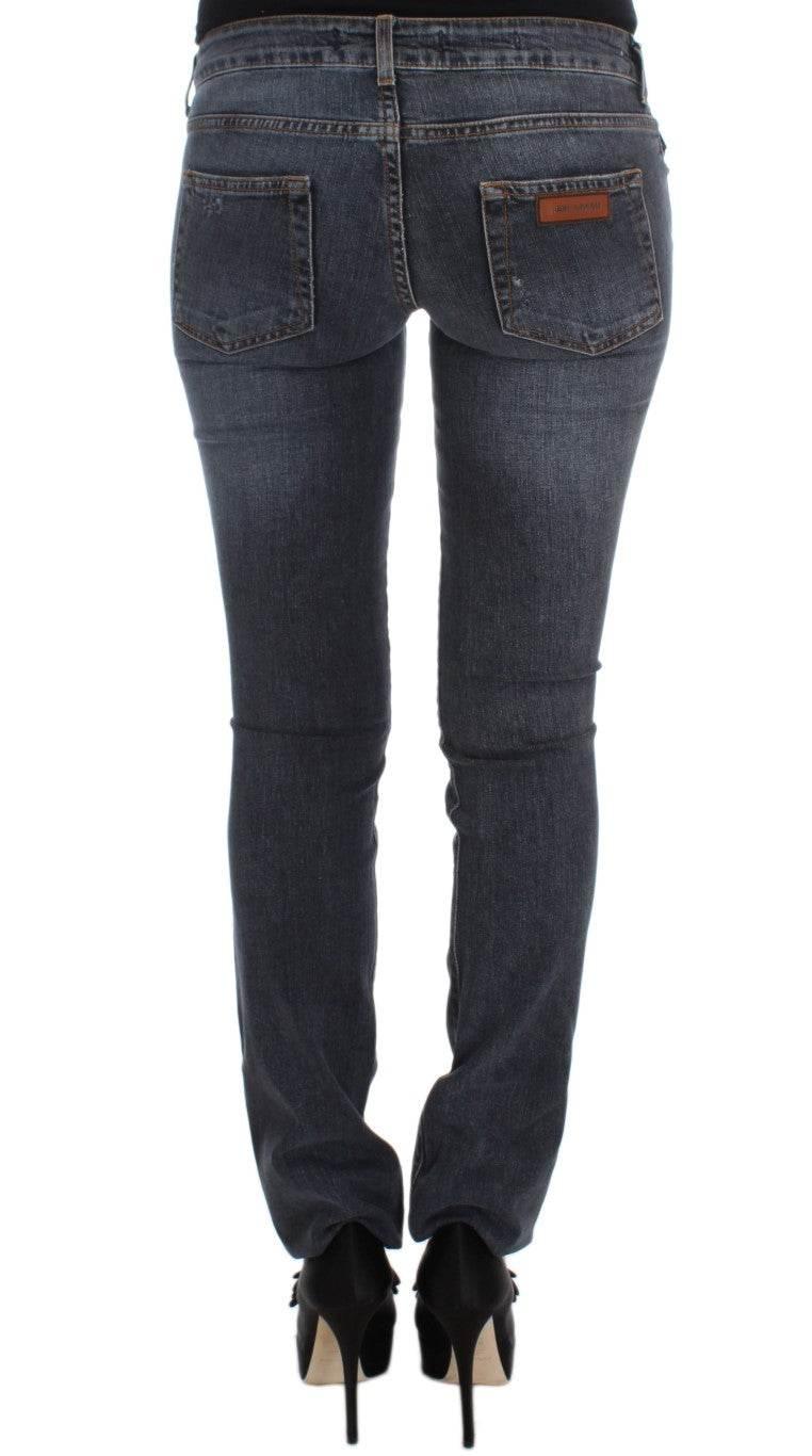 Cavalli Blue Wash Cotton Blend Slim Fit Jeans - Hilstor