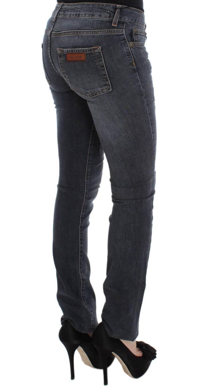 Cavalli Blue Wash Cotton Blend Slim Fit Jeans - Hilstor