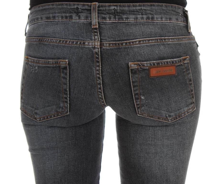 Cavalli Blue Wash Cotton Blend Slim Fit Jeans - Hilstor