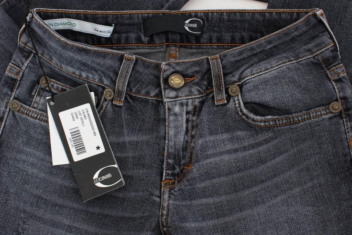 Cavalli Blue Wash Cotton Blend Slim Fit Jeans - Hilstor