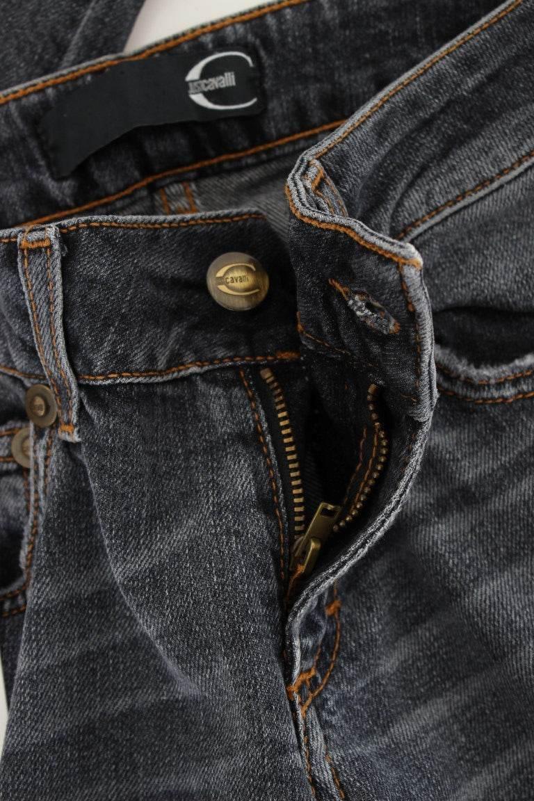 Cavalli Blue Wash Cotton Blend Slim Fit Jeans - Hilstor