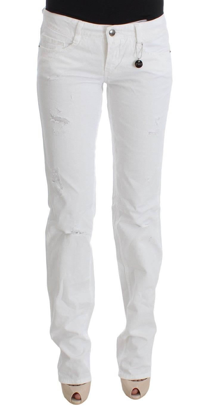 Costume National White Cotton Slim Fit Denim Bootcut Jeans - Hilstor
