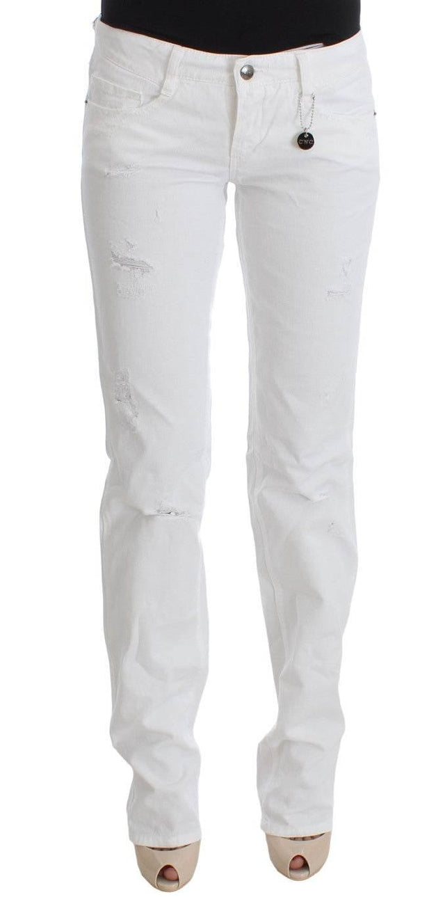 Costume National White Cotton Slim Fit Denim Bootcut Jeans - Hilstor