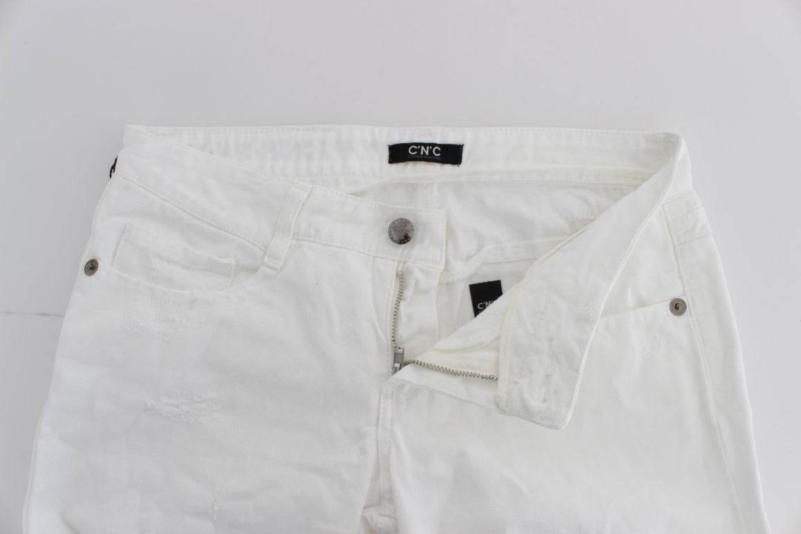 Costume National White Cotton Slim Fit Denim Bootcut Jeans - Hilstor