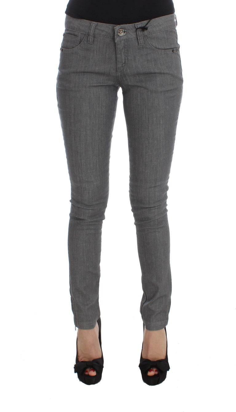 Costume National Gray Cotton Blend Slim Fit Jeans - Hilstor