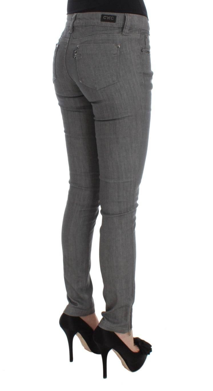 Costume National Gray Cotton Blend Slim Fit Jeans - Hilstor