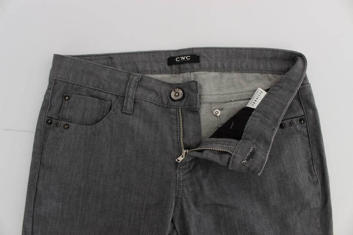 Costume National Gray Cotton Blend Slim Fit Jeans - Hilstor