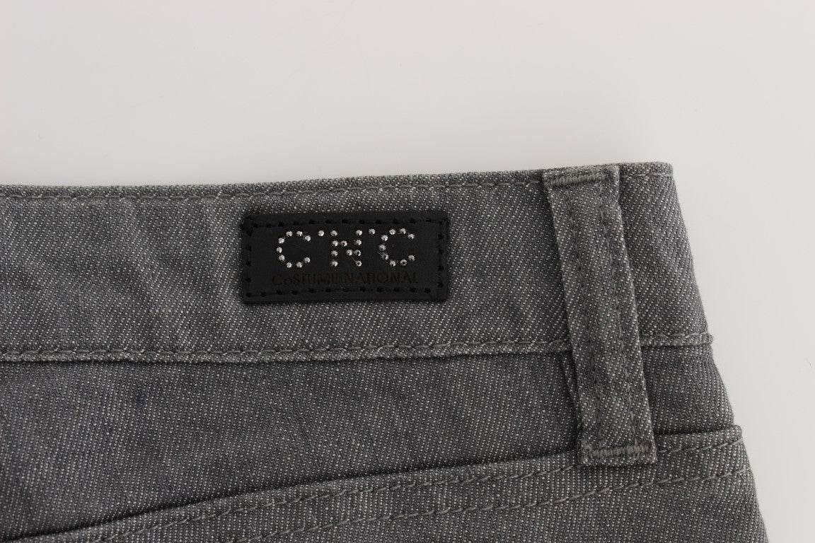 Costume National Gray Cotton Blend Slim Fit Jeans - Hilstor
