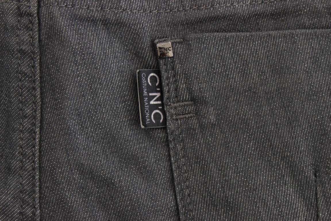 Costume National Gray Cotton Blend Slim Fit Jeans - Hilstor