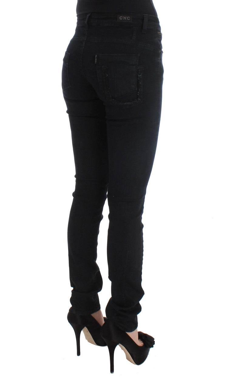 Costume National Black Cotton Slim Fit Denim Jeans - Hilstor