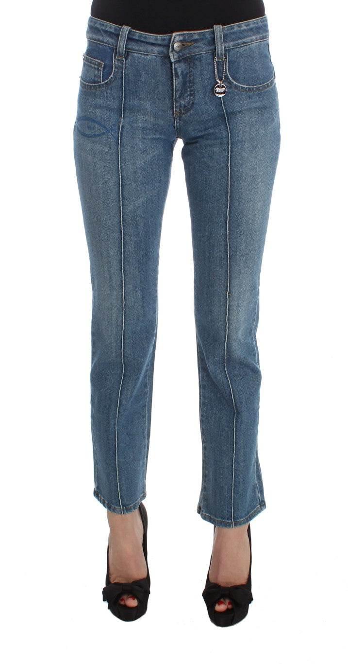 Costume National Blue Cotton Slim Fit Cropped Jeans - Hilstor