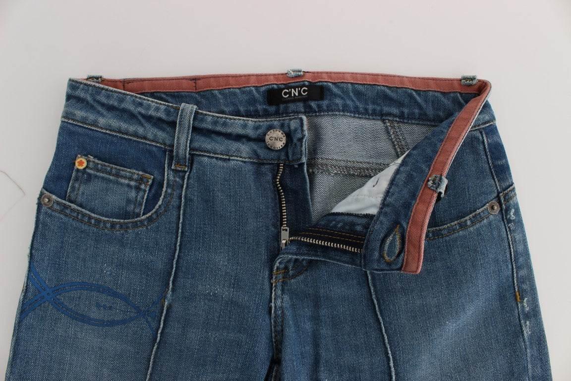 Costume National Blue Cotton Slim Fit Cropped Jeans - Hilstor