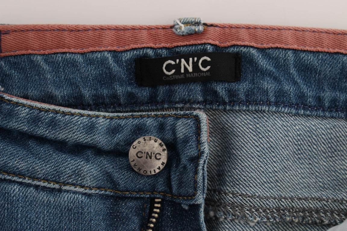 Costume National Blue Cotton Slim Fit Cropped Jeans - Hilstor