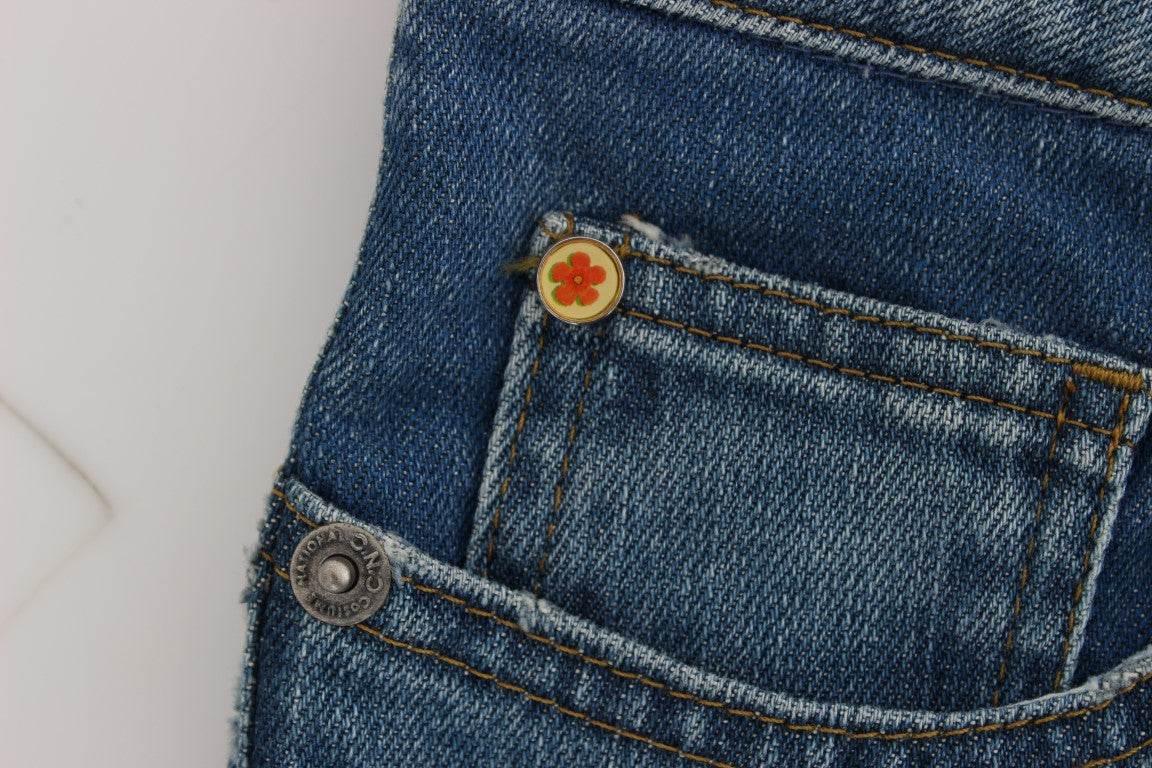 Costume National Blue Cotton Slim Fit Cropped Jeans - Hilstor