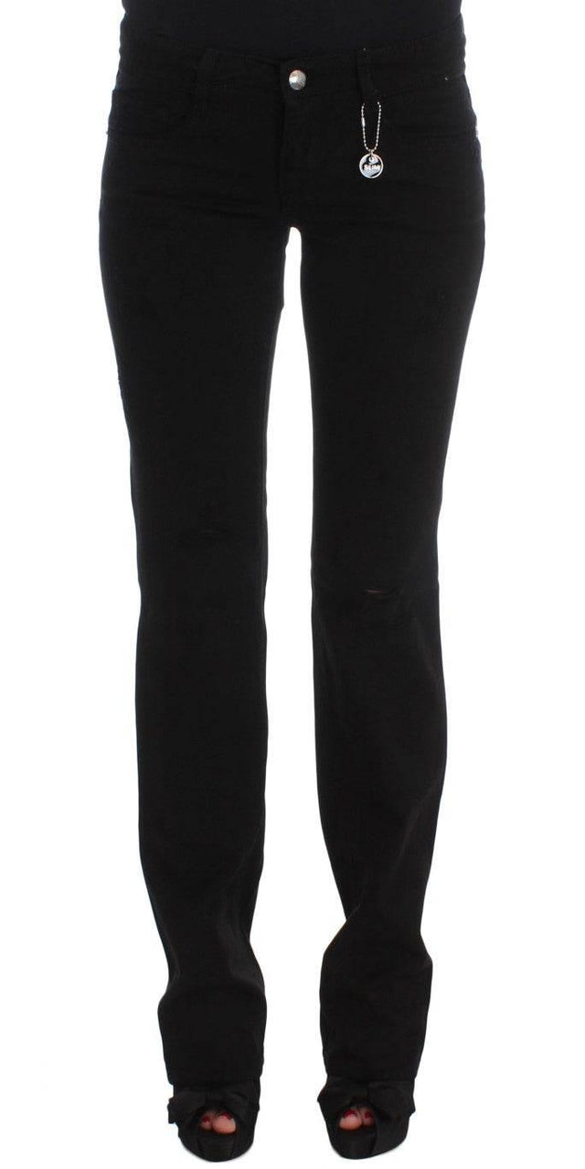 Costume National Black Cotton Slim Fit Bootcut Jeans - Hilstor