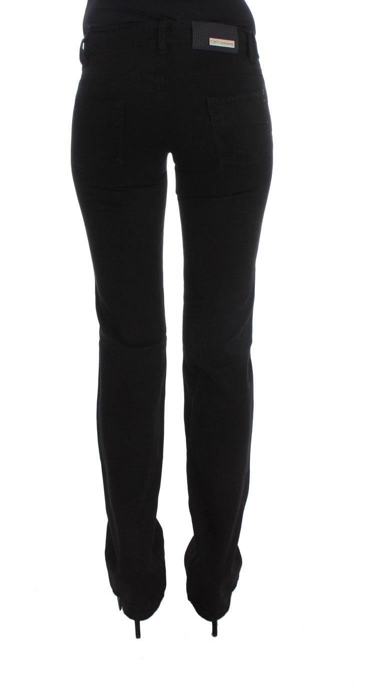 Costume National Black Cotton Slim Fit Bootcut Jeans - Hilstor