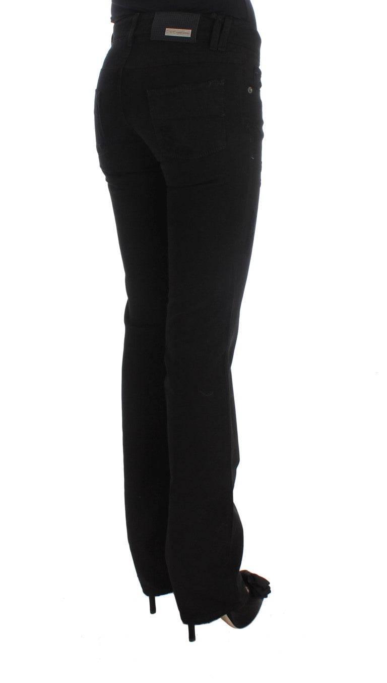 Costume National Black Cotton Slim Fit Bootcut Jeans - Hilstor