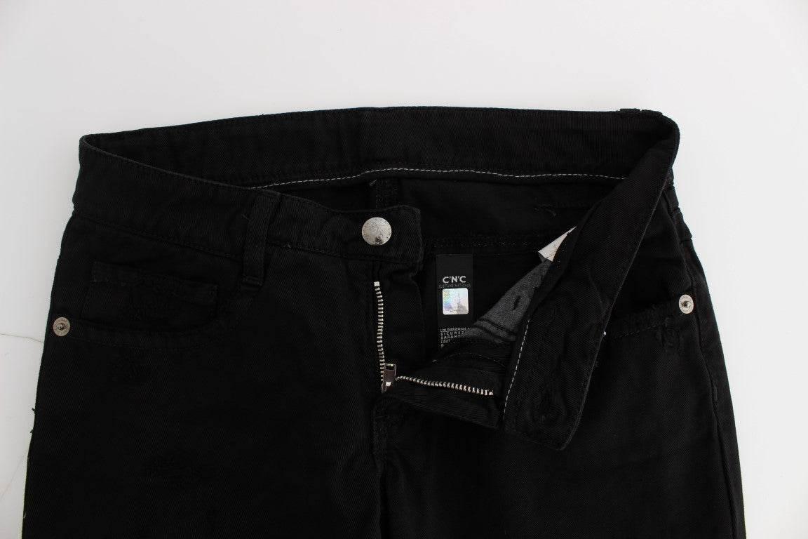 Costume National Black Cotton Slim Fit Bootcut Jeans - Hilstor