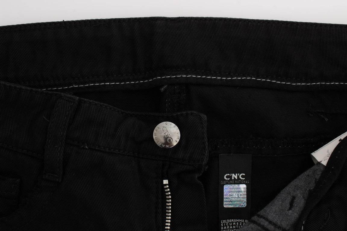 Costume National Black Cotton Slim Fit Bootcut Jeans - Hilstor