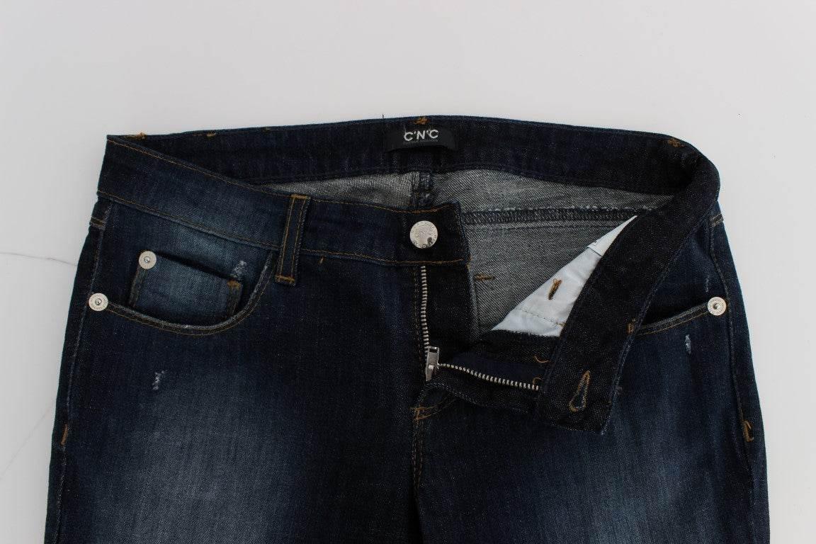 Costume National Blue Cotton Slim Fit Bootcut Jeans - Hilstor