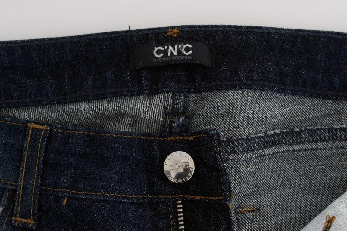 Costume National Blue Cotton Slim Fit Bootcut Jeans - Hilstor