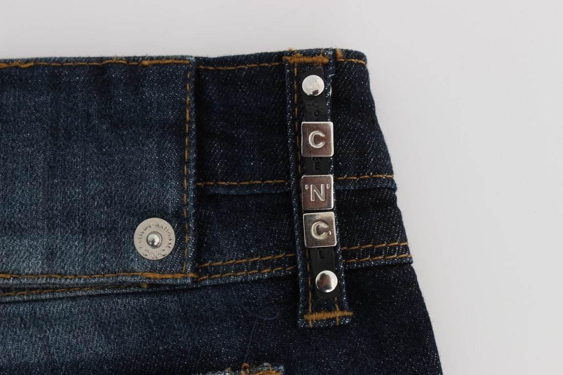 Costume National Blue Cotton Slim Fit Bootcut Jeans - Hilstor