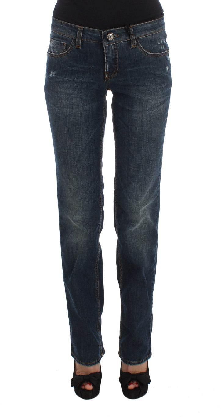 Costume National Blue Cotton Blend Bootcut Jeans - Hilstor