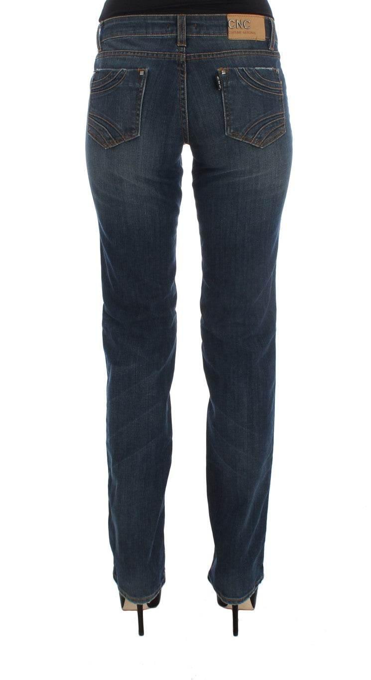 Costume National Blue Cotton Blend Bootcut Jeans - Hilstor