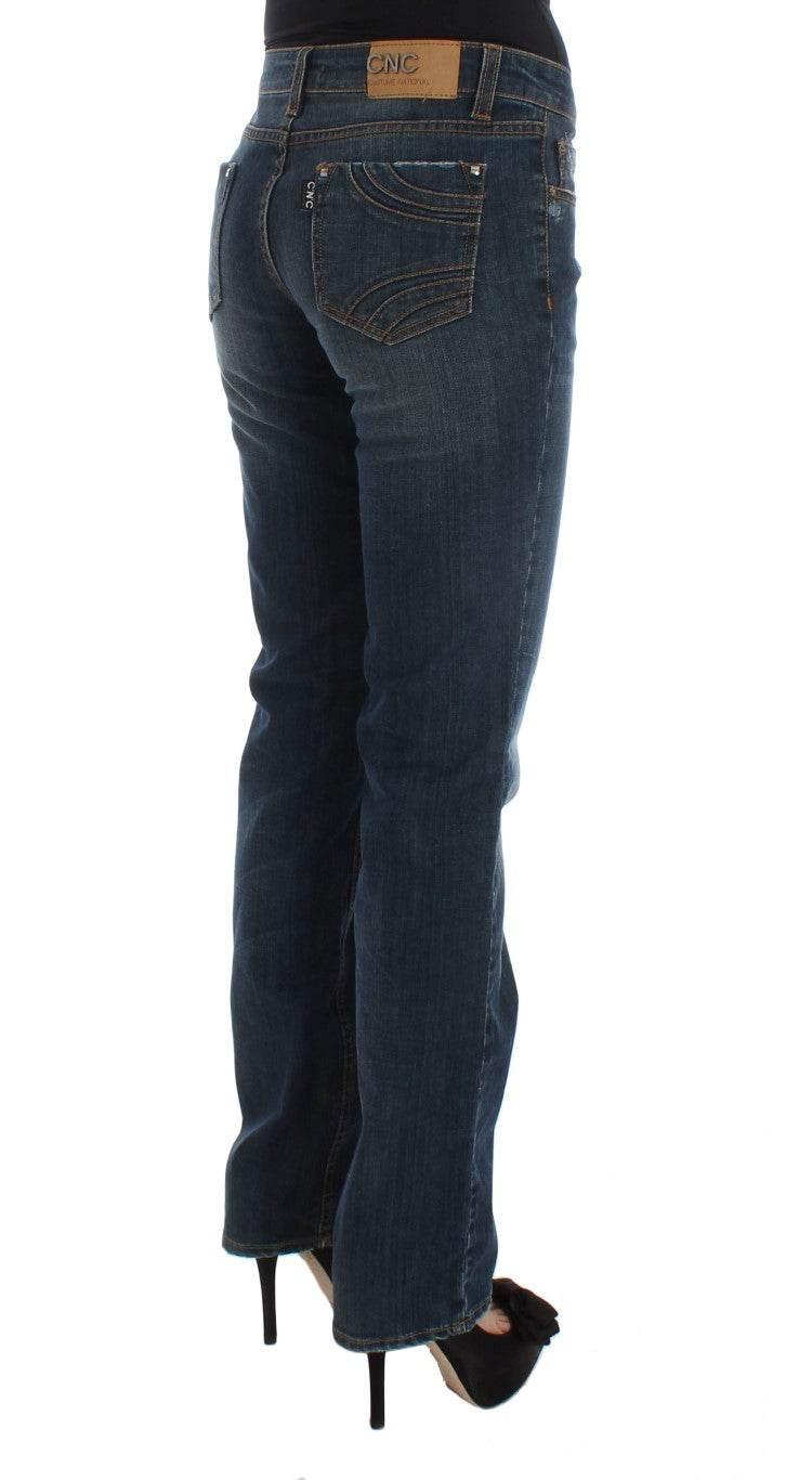 Costume National Blue Cotton Blend Bootcut Jeans - Hilstor