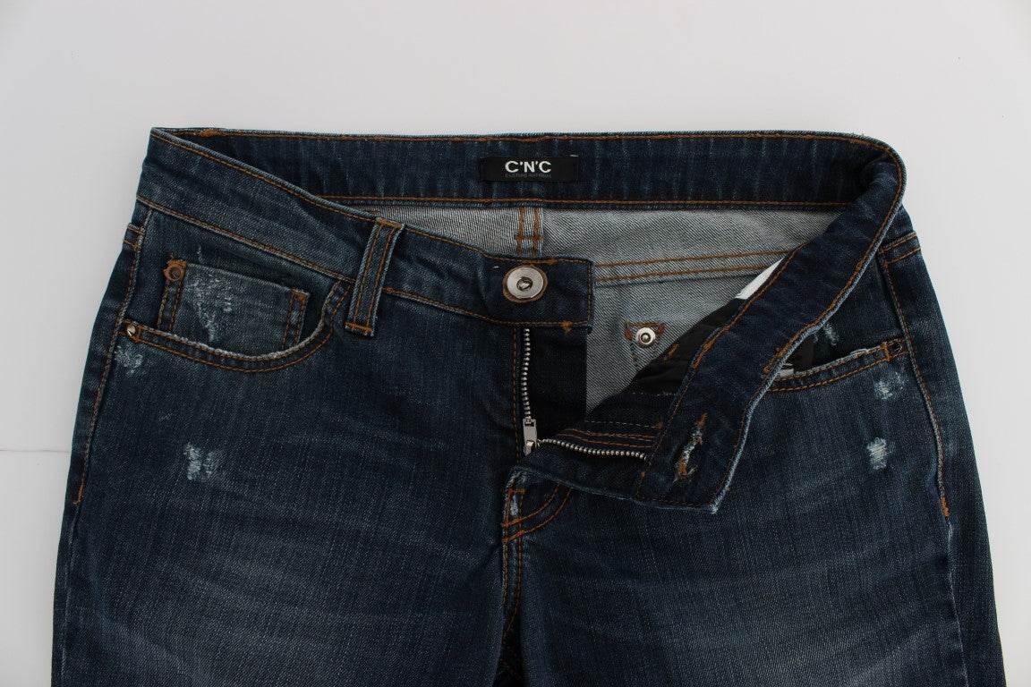 Costume National Blue Cotton Blend Bootcut Jeans - Hilstor