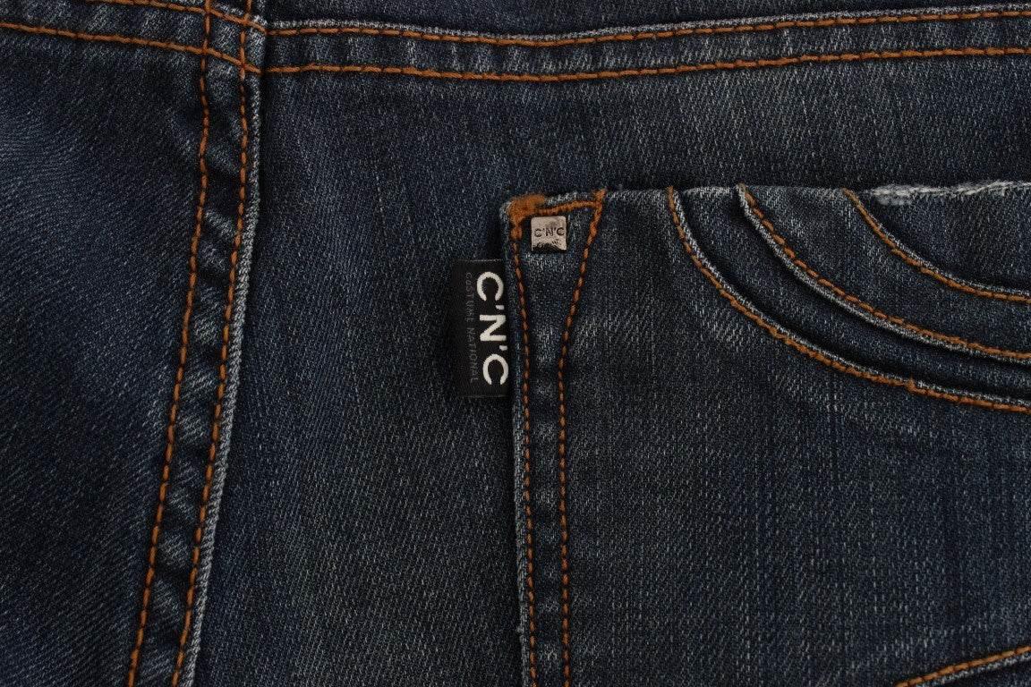 Costume National Blue Cotton Blend Bootcut Jeans - Hilstor