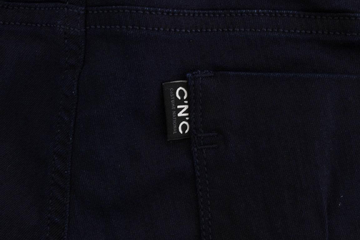 Costume National Blue Cotton Blend Slim Fit Jeans - Hilstor