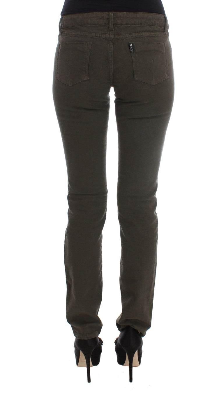 Costume National Green Cotton Blend Slim Fit Jeans - Hilstor