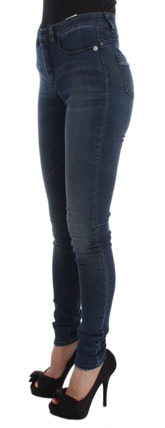 Costume National Blue Cotton Blend Slim Fit Jeans - Hilstor