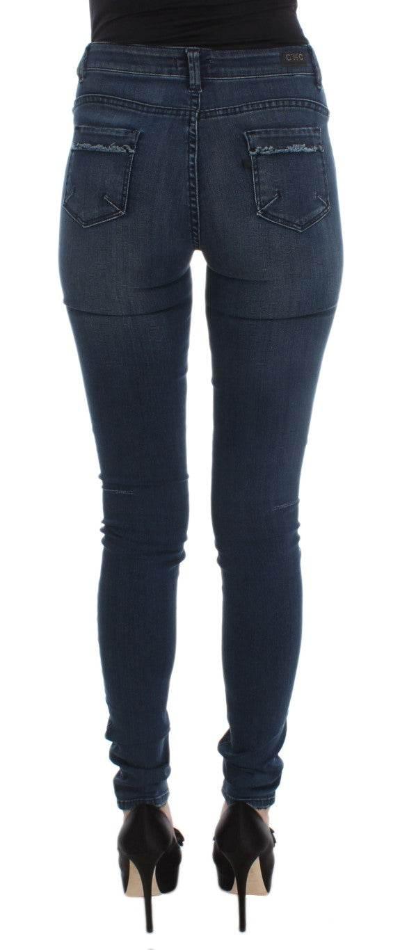 Costume National Blue Cotton Blend Slim Fit Jeans - Hilstor