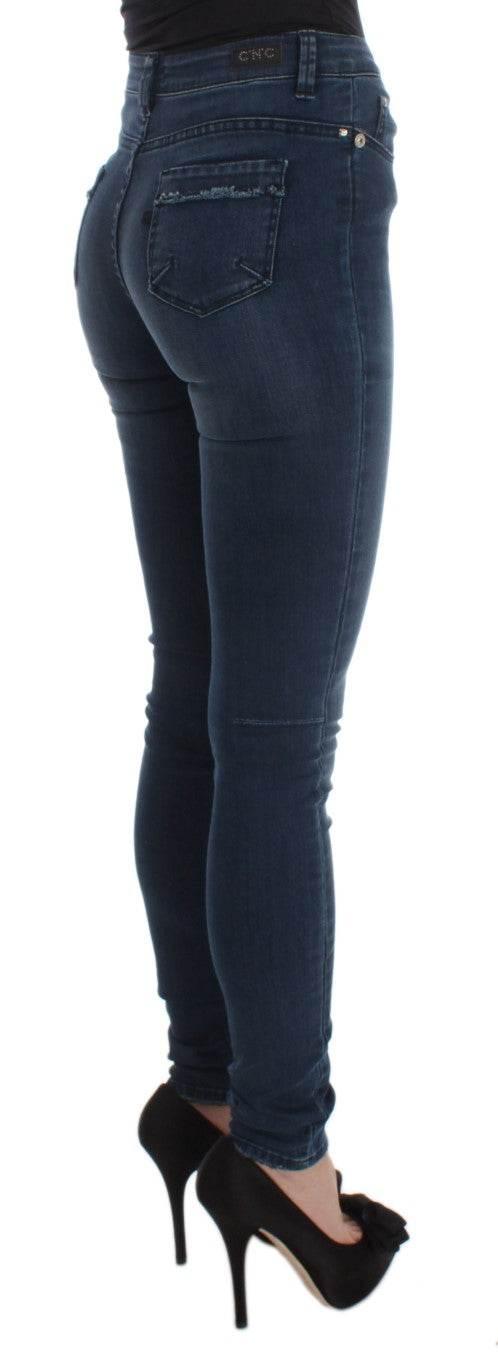 Costume National Blue Cotton Blend Slim Fit Jeans - Hilstor