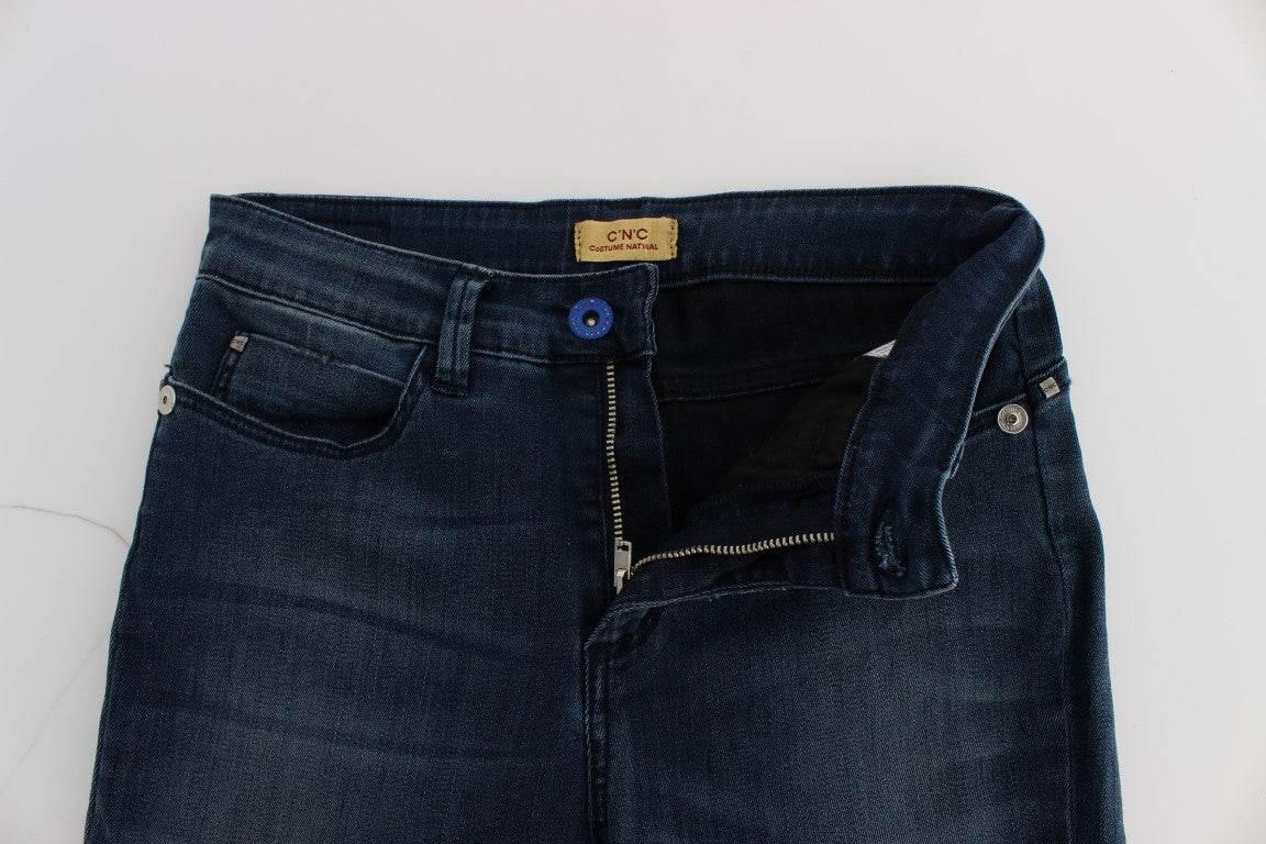 Costume National Blue Cotton Blend Slim Fit Jeans - Hilstor